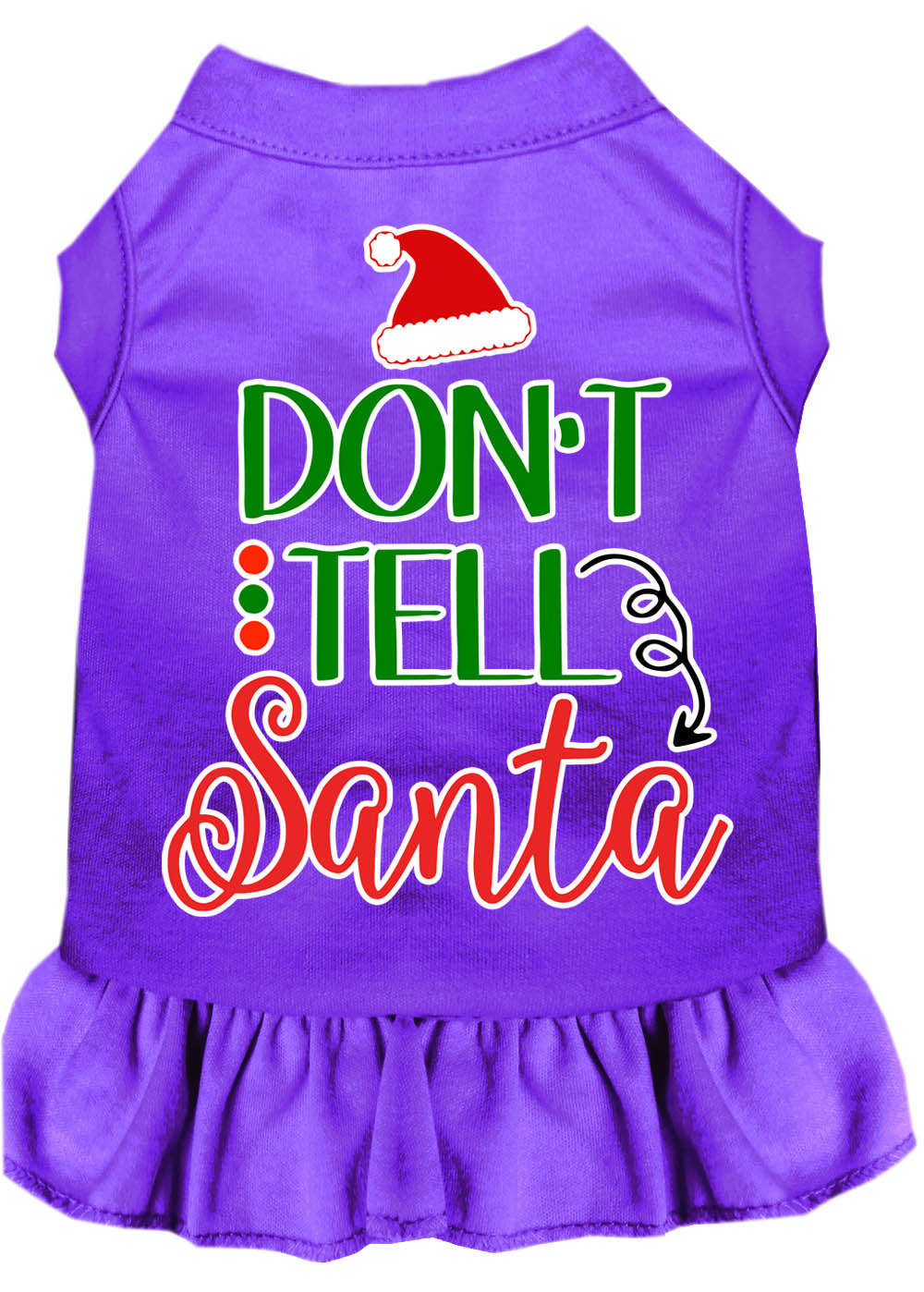 Don't Tell Santa Screen Print Dog Dress Purple XXXL